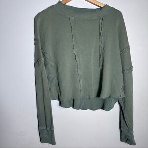 We The Free Sage Green Distressed Sweatshirt